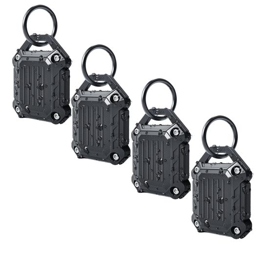 DOVICK- Waterproof Airtag Keychain Holder Case,Screw Full Cover Compatible with Apple Air Tag Tracker Key Ring 4 Pack Black