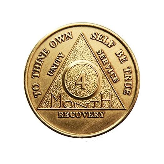 Generic 4 Month Bronze AA (Alcoholics Anonymous), Sober / Sobriety /Coin / Chip