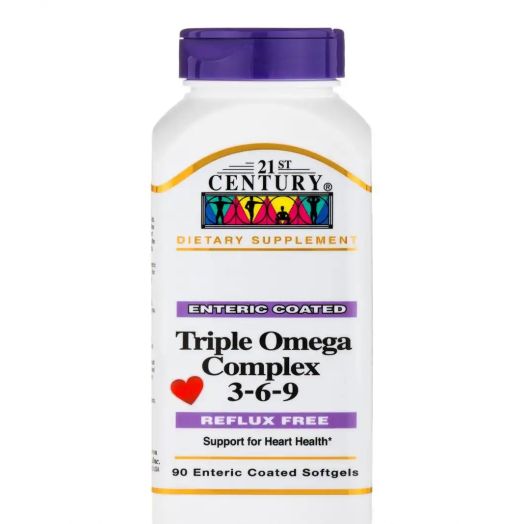 21st Century Triple Omega Complex 3-6-9 (Reflux-Free) - 90 Enteric Coated Softgels