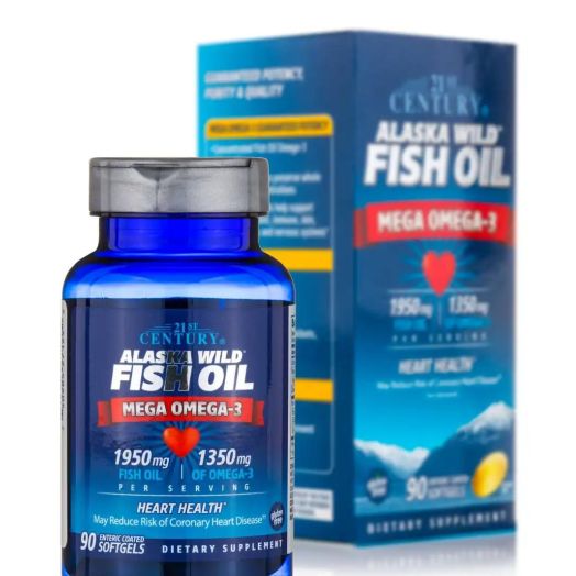 21st Century Alaska Wild Fish Oil with Mega Omega-3 - 90 Enteric-Coated Softgels