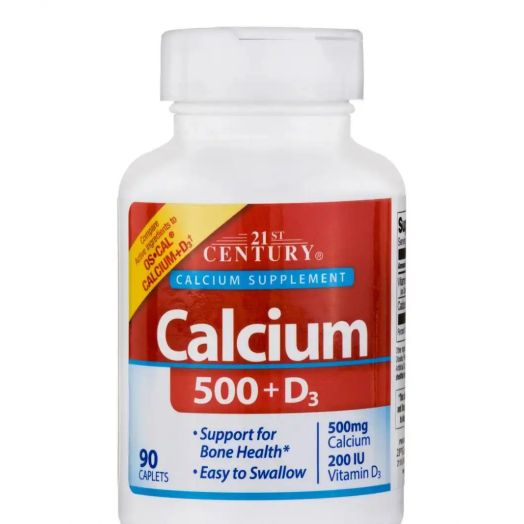 21st Century Calcium 500 mg + D3 - 90 Caplets