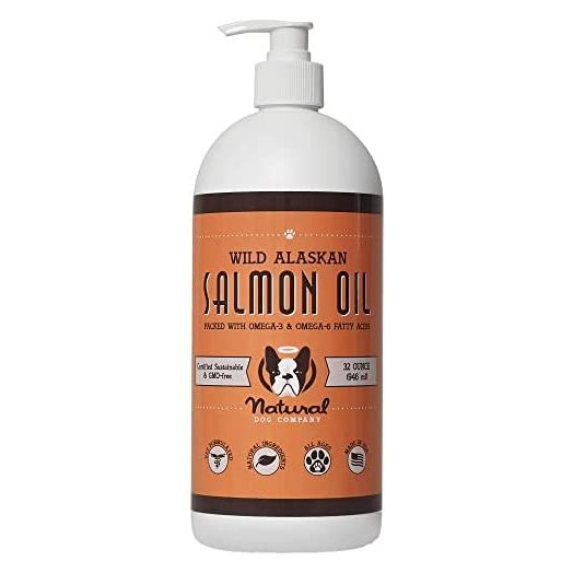 Natural Dog Company Wild Alaskan Salmon Oil for Dogs | Skin & Coat Supplement for Dogs | Supports Joint & Heart Health | Boosts Immune System | Liquid Fish Oil with Biotin, Omega 3, & Omega 6