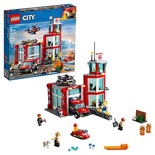 LEGO City Fire Station 60215 Fire Rescue Tower Building Set with Emergency Vehicle Toys Includes Firefighter Minifigures for Creative Play (509 Pieces)