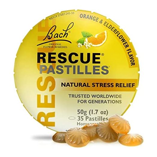 Bach RESCUE PASTILLES, Orange and Elderflower Flavor, Natural Stress Relief Lozenges, Homeopathic Flower Remedy, Vegetarian, Gluten and Sugar-Free, 35 Count