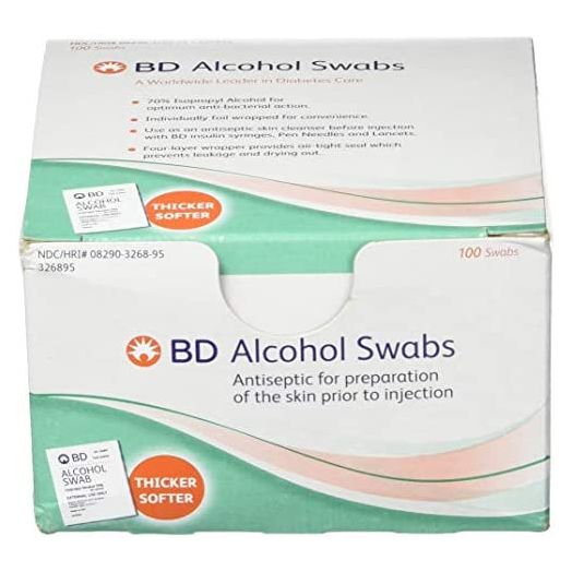 BD Alcohol Swabs 100 Each White