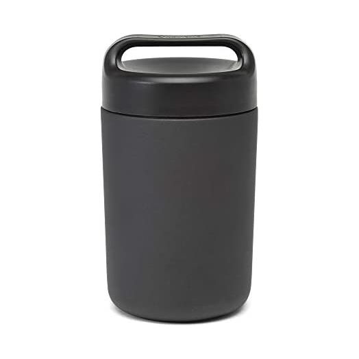 Goodful Vacuum Sealed Insulated Food Jar with Handle Lid, Stainless Steel Thermos, Lunch Container, 16 Oz, Gray