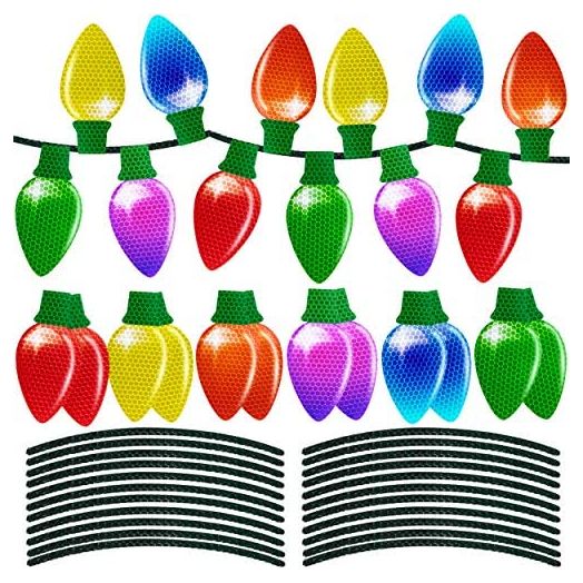 72 Pieces Christmas Car Refrigerator Decorations, 24 Reflective Bulb Light Shaped Magnets 48 Magnetic Wires Ornaments Set Xmas Holiday Cute Decor