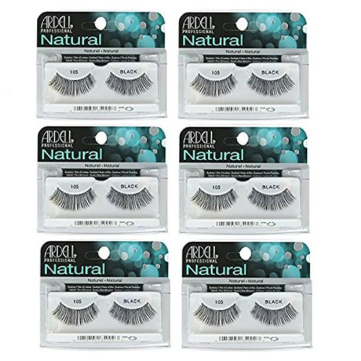 Ardell, Fashion Lashes #105, Reusable upto Three Weeks, Black (6 Pack)
