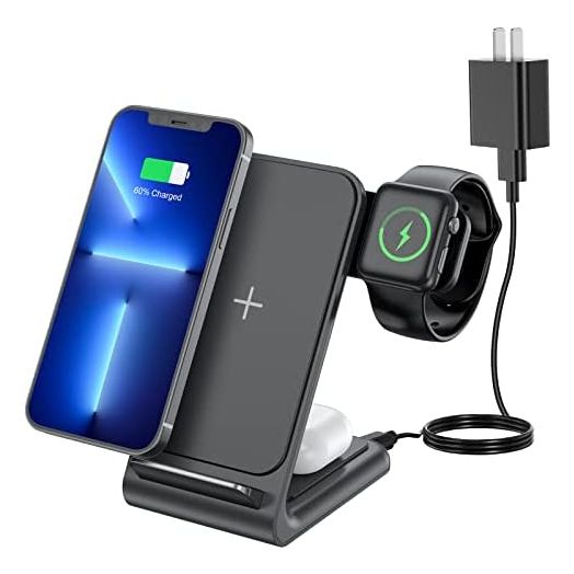 Wireless Charging Station for Multiple Device Apple - 3 in 1 Wireless Charger Stand Dock for Apple Watch 7/SE/ 6/5/4/3/2, Airpods 3/2/Pro, iPhone 13 Pro/13/12Pro/12/11 Qi-Certified Phones
