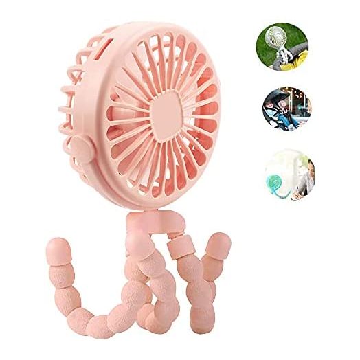 Mini Handheld Stroller Fan Octopus Fan Baby Fan with Flexible Tripod Wrapped on Stroller, Car Seat, Student Bed, Bike USB Rechargeable Fan, Desk Fan for Office and Baby Room or Outdoor