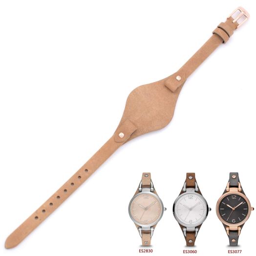 Genuine Leather Watch Strap with 8mm Spring Bar Replacement for Fossil ES3148 ES4119 ES4176 ES3262 ES3077 (Beige)
