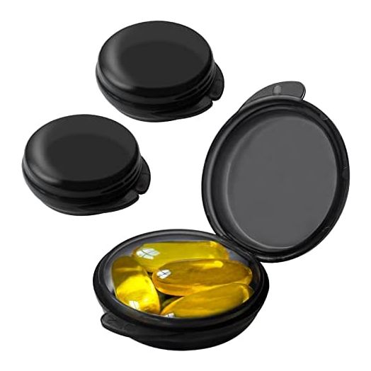 Small Pill Box (3 Pack), Daily Mini Pill Organizer Portable for Purse Pocket,Travel Pill Case Medicine Storage Container Earplug Case (Blcak)