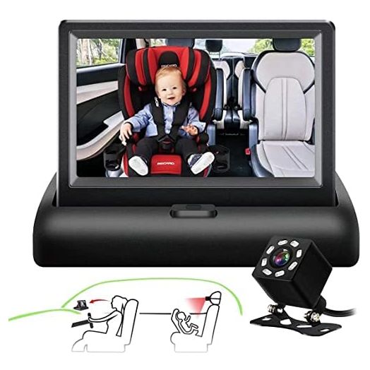 Baby Car Camera ,SAMFIWI Baby Car Mirror Safety Car Seat Mirror Camera and Monitor with Infrared Night Vision Best Baby Monitor and Camera for Baby Car Seat Rear Facing