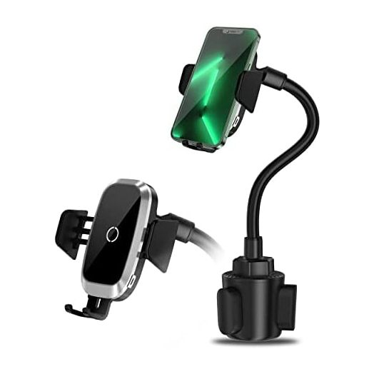 Lopnord Car Cup Holder Phone Mount Wireless Charger Compatible with iPhone 13 12 11 Pro Max Mini Xs SE, Auto Clamping Wireless Charging for Samsung Galaxy S22 S22+ S21 S21+ S20 S10 S9 S8 S7