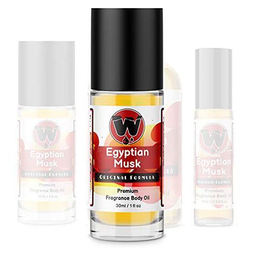 WagsMarket Egyptian Musk Oil, Choose from Roll On to 0.33oz, 4oz Glass Bottle, The Egyptian Musk Factory™ (1oz Roll On)