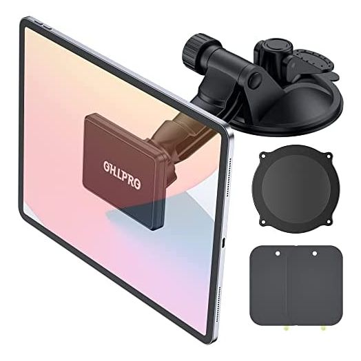 Magnetic Car Tablet Mount, Car Universal Dashboard Windshield Strength Suction Cup Car Phone Mount Holder with 360 Degree Rotating Super Strong Magnet TPU Suction Viscosity, for 4"- 10" Phones &Mounts