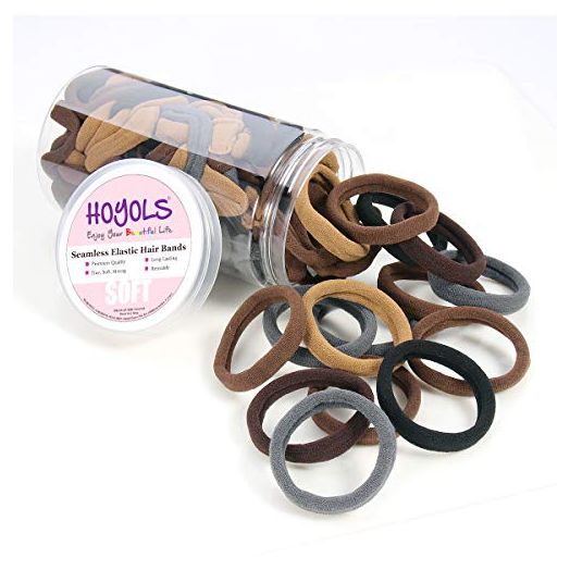 HOYOLS Soft Thick Seamless Cotton Hair Ties, 100 Pieces