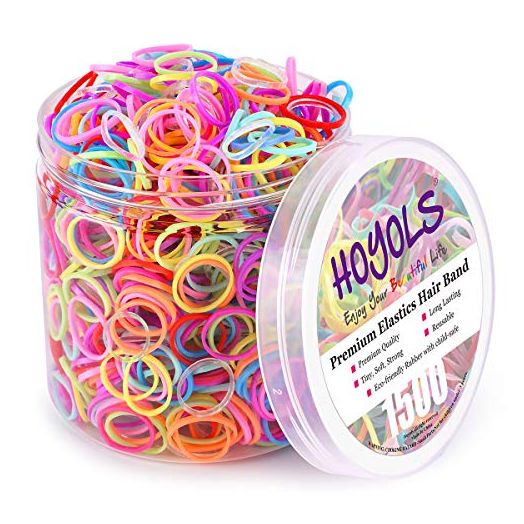 HOYOLS Small Toddler Mini Hair Ties, 10 Colored Rubber Bands, 1500 pcs