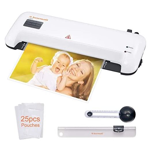 Thermal Laminator, Bonsaii A4 Laminating Machine for Home/Office/School, Quickly Heat Up 9 Inch Hot and Cold Lamination Machine, Includes 25 Laminating Pouches,Paper Trimmer and Circle Cutter (L409-A)