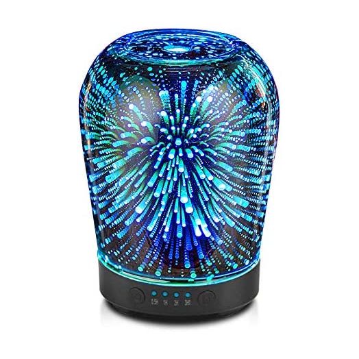 Porseme Essential Oil Diffuser, Ultrasonic Cool Mist Humidifier, 3D Glass