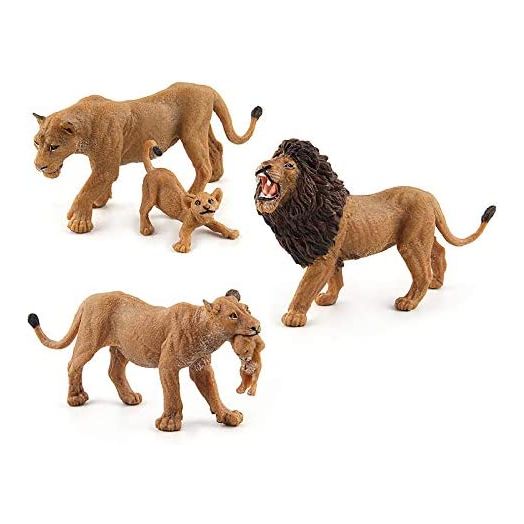 Simulated Wild Animals Model Realistic Plastic Safari Animal Action Figure for Collection (Lions Family)