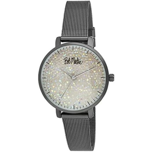 Bob Mackie Designer Watches for Women - Women's Wrist Watch Bracelets w/Crystals, Rhinestones & Glitter Accents - Stainless Steel Quartz Dial Dress Watches for Ladies (Gold/Silver/Black/Rose Gold)