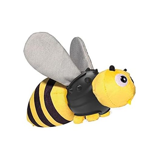 Dog Chew Toy Bee Style with Bright Color Sound Paper Squeaky Body and Chewy Rubber Plush Squeaky Interactive Toy for Small/Medium/Large Breed Indoor Outdoor