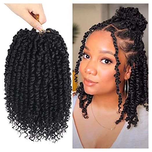 Passion Twist Crochet Hair 10 Inch Pre-twisted Short Crochet Passion Twist Hair (8 Pack)