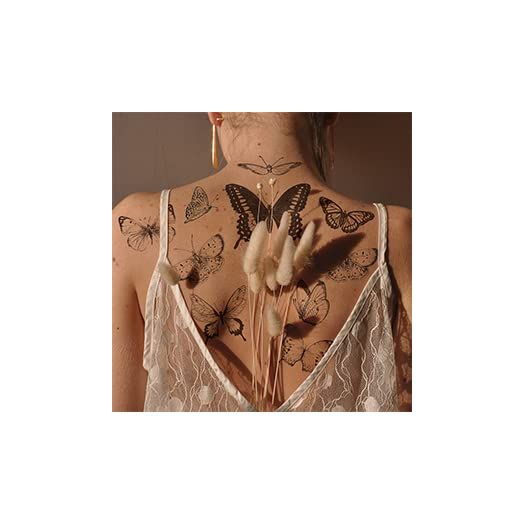 Everjoy Realistic Black Butterfly Temporary Tattoo Stickers, Waterproof Fake Tattoos, Party Favors, Themed Decorations