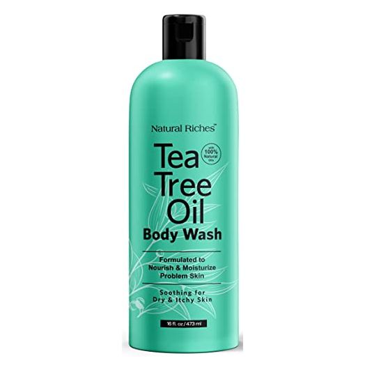 Natural Riches Tea Tree Body Wash - Body Soap to Fight Itchy Skin & Body Odor - Peppermint, Eucalyptus & Tea Tree Oil - Women & Mens Natural Body Wash - 16 fl oz