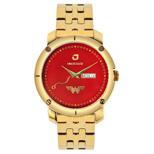 Uncle Jack Limited Edition Wonder Woman Watch for Women & Men 42mm Case, Gold Stainless Steel Band | DC Comics Licensed Justice League Superhero Wrist Watches for Adults, Only 150 Made