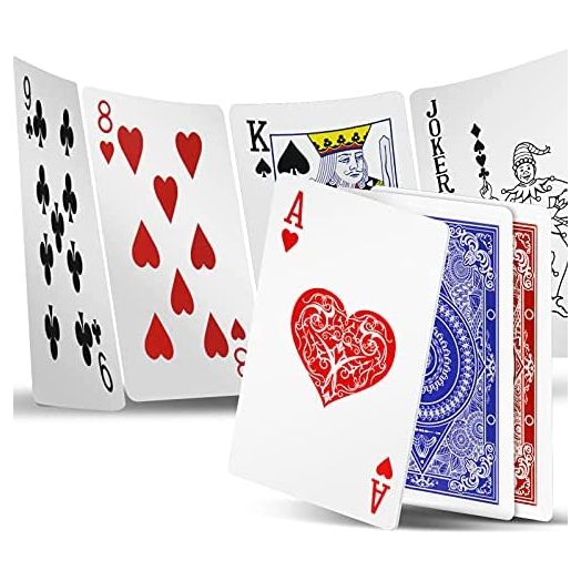 INTEGEAR Playing Cards 2 Decks Waterproof Plastic Poker Cards for Texas Holdem Poker Go Fish and More Card Games Standard and Jumbo Index 2.5" x 3.5"