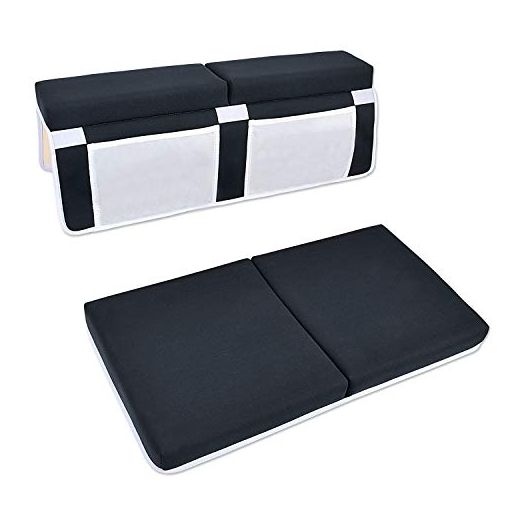 Bath Kneeler and Elbow Rest Pad Set, Thick Non-Slip Kneeling Mat and Arm Support for Bathtub with Baby Toy Organizer and Storage, Foam Bathtub Mat