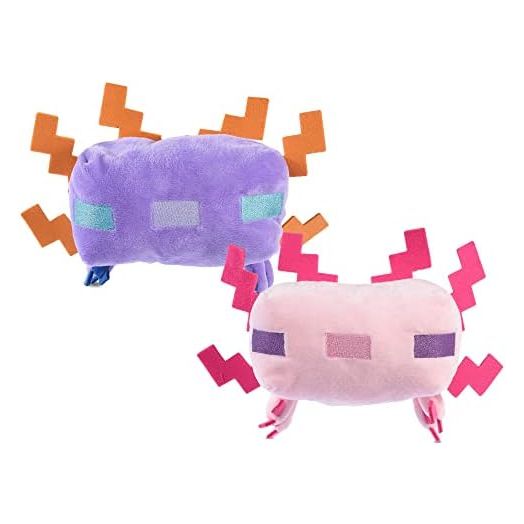 Minecraft for Pets 2 Piece Blue Axolotl and Leucistic Axolotl Figure Plush Squeak Toys for Dogs | Officially Licensed Mojang Studios Pet Products | Gifts for Kids Who Love Video Games
