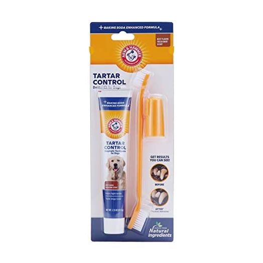 Arm & Hammer for Pets Tartar Control Kit for Dogs-Contains Toothpaste, Dog Toothbrush & Fingerbrush - Dog Teeth Cleaning Kit, Dog Toothpaste Kit from Arm and Hammer, Dog Dental Care, Pet Toothbrush