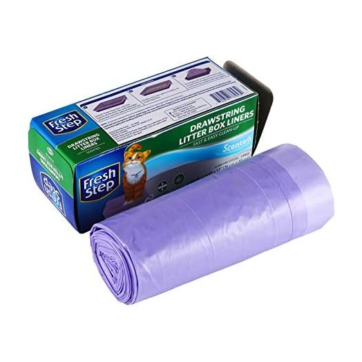 Fresh Step Drawstring Cat Litter Box Liners, Scented and Unscented Cat Liners-7 Count Cat Litter Liners-Kitty Litter Bags, Cat Litter Bags, Cat Litter Box Supplies, Litter Box Bags, Kitty Litter Liner