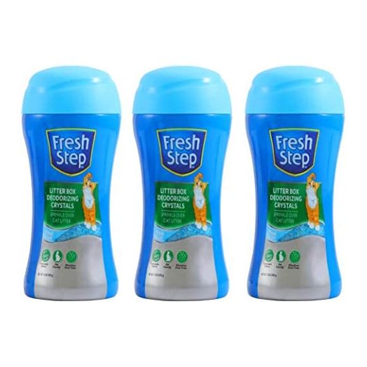 Fresh Step Cat Litter Crystals In Fresh Scent | Cat Litter Box Deodorizer | Combats Cat Odors and Neutralizes Smells to Keep Your Home Clean, 15 Ounces - 3 Pack