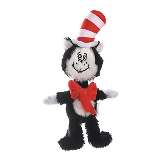 The Cat in The Hat Figure Plush Dog Toy | Small Dog Toys, 6 Inch Dog Toy The Cat from The Cat in The Hat | Red, White, and Black Stuffed Animal Dog Toy from Dr Seuss Collection
