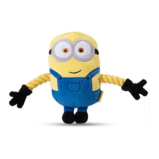 Minions Dave Rope Limb Dog Toy, 8" Medium |Plush and Rope Squeaky Dog Toy | Gifts Fans and their Pets | Officially Licensed Pet Product from Universal Studios
