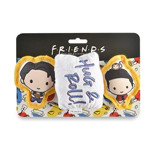 WB Friends: V-Day Hug and Roll Squeaker Pet Toy - 3PC | Friends Dog Toy 3PC Plush Squeakers| Friends “Hug & Roll“ Toy for Dogs Stuffed Characters, Love Themed Dog Toys