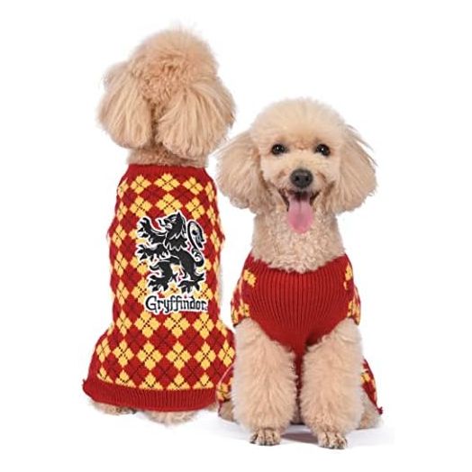HARRY POTTER Gryffindor Pet Sweater - Dog Apparel & Accessories for Hogwarts Houses, Gryffindor Dog Sweater, Dog Clothes, Gryffindor Pet Sweater, Dog Clothing, Pullover Sweater for Dogs, Red, Large