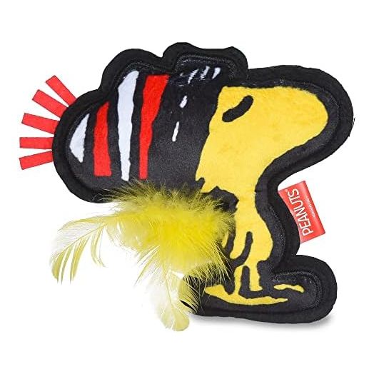 6 Inch Holiday Woodstock Plush Cat Toy with Catnip | Red and White Charlie Brown Woodstock Plush Cat Toy | Small Catnip Cat Toys - Cute and Soft Stuffed Cat Toys (FF23542)