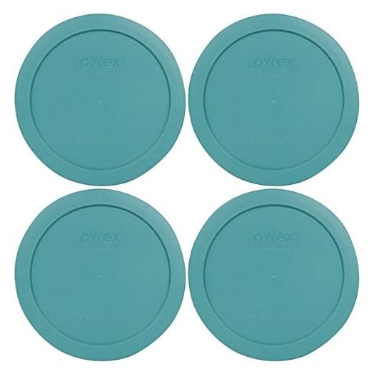 Pyrex 7201-PC 4-Cup Turquoise Replacement Food Storage Lids (4 Pack)