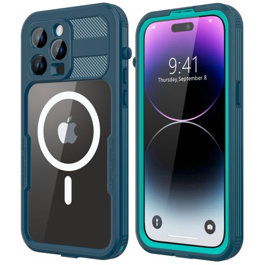 Design for iPhone 14 Pro Max Waterproof Case, Shockproof Dustproof Phone Case with Screen Protector, Full Body Protective Phone Case for iPhone 14 Pro Max 6.7'' (Turquoise)