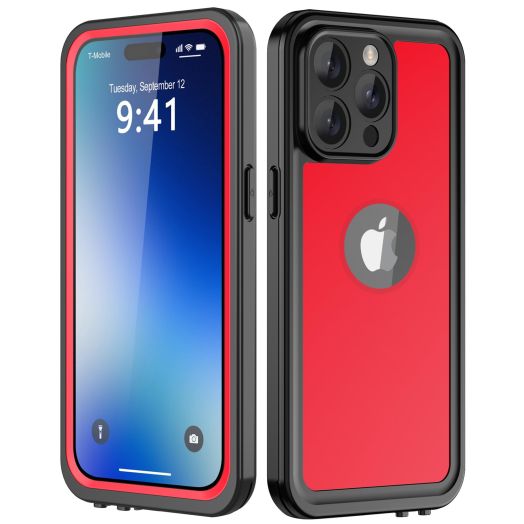 for iPhone 15 Pro Waterproof Case,Waterproof Shockproof IP68 Full-Body Sturdy Case Built-in Screen Protector, Durable Underwater for Full Sealed iPhone 15 Pro Cover (Red)