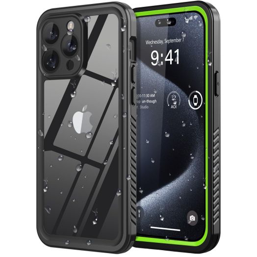 for iPhone 15 Pro Max Case Waterproof,Built-in Screen Protection [IP68 Underwater][Military Dropproof][Dustproof] Full Body Shockproof Phone Case for iPhone 15 Pro Max 6.7",Green