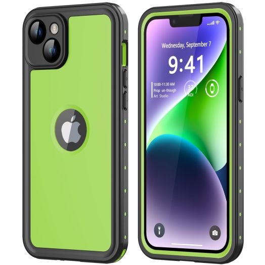 for iPhone 14 Waterproof Case with Built-in Screen Protector, Shockproof Dustproof Full Body Protective IP68 Waterproof Phone Case for iPhone 14 6.1 inch (Green)