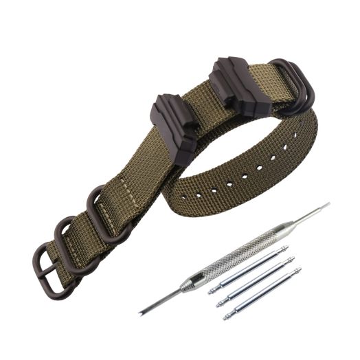 JETHENG Ballistic Nylon Watch Band for Casio Watch Models DW-5600/ DWE-5600/ GWM-5610/ GMW-B5000/ GM-B5600/ GW-5600/ DW-5305/ DW-D5500/ Watch Strap (Army Green)