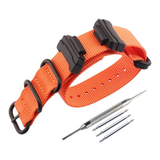 JETHENG Ballistic Nylon Watch Band for Casio Watch Models DW-5600/ DWE-5600/ GWM-5610/ GMW-B5000/ GM-B5600/ GW-5600/ DW-5305/ DW-D5500/ Watch Strap (Orange)