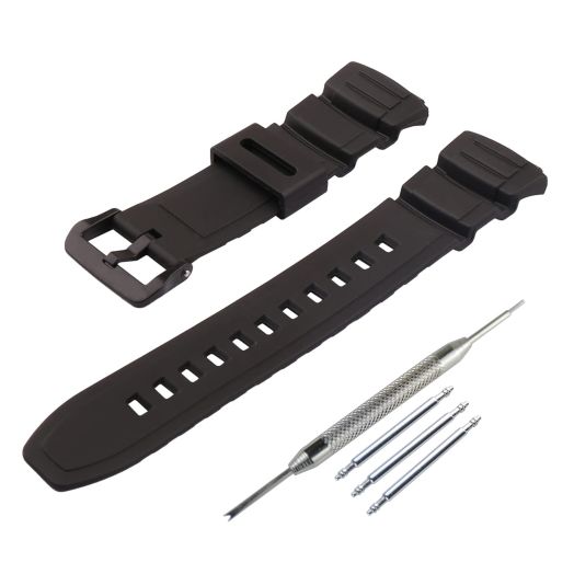 JETHENG Resin Rubber Watch Band Replacement for Casio MCW 100h, MCW 100h- 4av, MCW 110H, W- S220, HDD- S100 Watch Strap (MCW Black)